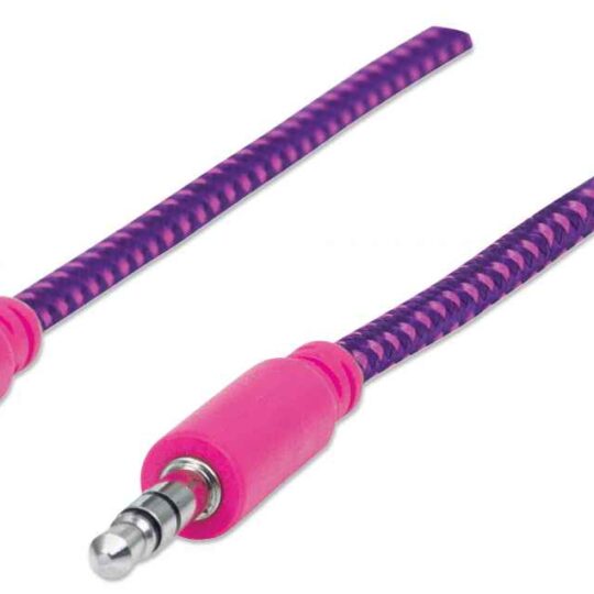 Cable de Audio con recubrimiento textil, Rosa/Morado, 1 m