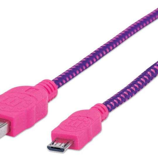 Cable Micro-B USB, A macho/Micro-B macho, 1 m, Rosa/Morado