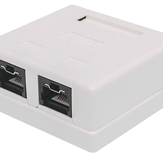 Toma Doble RJ45, Blanca Con Sistema De Bloqueo Pro