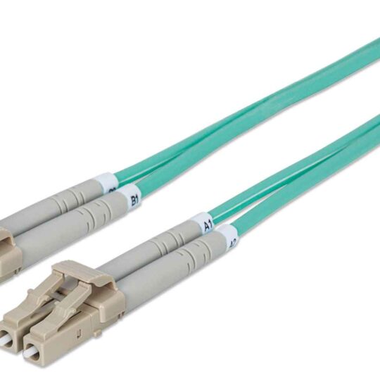 Patch Cord de Fibra Optica, Dúplex, Multimodo, Verde Agua, 1 m