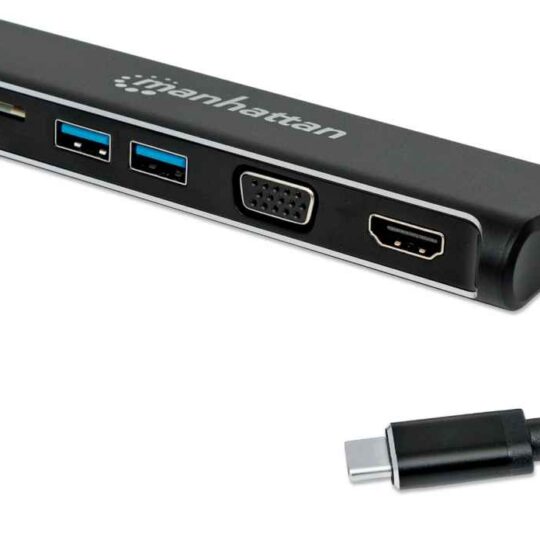 Convertidor Docking USB-C Superspeed 4-en-1 a HDMI/VGA